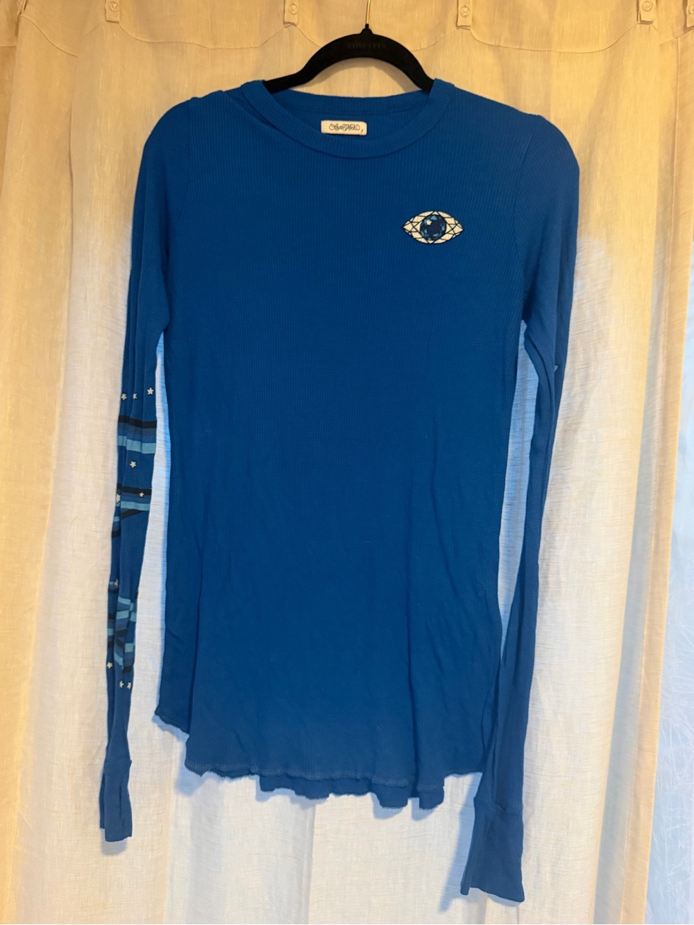 Lauren Moshi Blue Ribbed Long-Sleeve